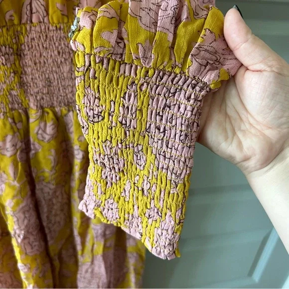 NWT ASOS Topshop Yellow Pink Floral Embellished Midi Dress - Picture 4 of 6